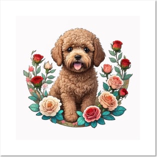 MIni Labradoodle Roses Posters and Art